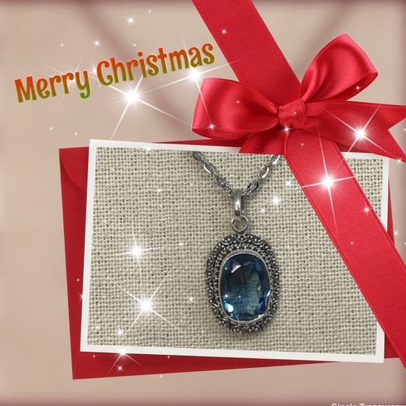 New Sterling Silver Beautiful Aqua Marine - Picture 6 of 6